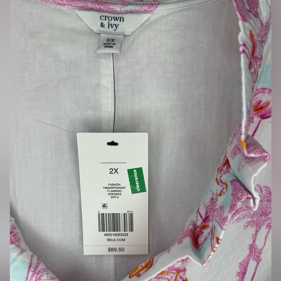 Crown & Ivy Pink Flamingo Print Midi Dress - Picture 3 of 4